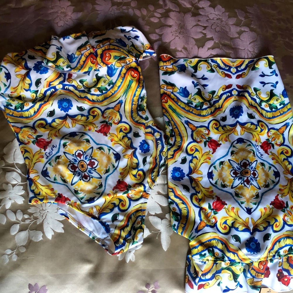 Italian made bathing suit with a cover